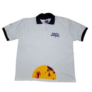 Derty Laundry mens emoji smiley face white logo polo tee shirt size XL